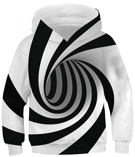 Ocean Plus Jungen Kapuzenpullover Bunt Teens Hoodie Kinder Langarm Pulli mit Kapuzen Sweatshirt Unisex Pullover (M (Körpergröße: 135-140cm), Streifenwirbel) von Ocean Plus