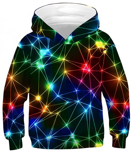 Ocean Plus Jungen Kapuzenpullover Bunt Teens Hoodie Kinder Langarm Pulli mit Kapuzen Sweatshirt Pullover (M (Körpergröße: 135-140cm), Bunte Lichter) von Ocean Plus