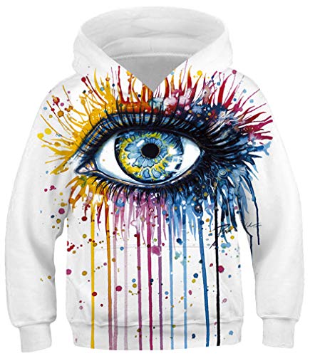 Ocean Plus Jungen Kapuzenpullover Bunt Teens Hoodie Kinder Langarm Pulli mit Kapuzen Sweatshirt Unisex Pullover (L (Körpergröße: 145-150cm), Farbige Auge) von Ocean Plus