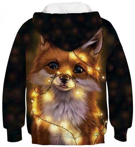 Ocean Plus Jungen Kapuzenpullover Bunt Teens Hoodie Kinder Langarm Pulli mit Kapuzen Sweatshirt Unisex Pullover (L (Körpergröße: 145-150cm), Fuchs 7) von Ocean Plus