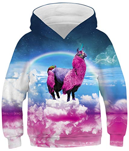 Ocean Plus Jungen Kapuzenpullover Bunt Teens Hoodie Kinder Langarm Pulli mit Kapuzen Sweatshirt Unisex Pullover (M (Körpergröße: 135-140cm), Lama) von Ocean Plus