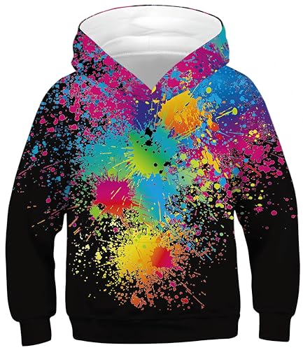 Ocean Plus Jungen Kapuzenpullover Bunt Teens Hoodie Kinder Langarm Pulli mit Kapuzen Sweatshirt Unisex Pullover (M (Körpergröße: 135-140cm), Mehrfarbige Tinte) von Ocean Plus