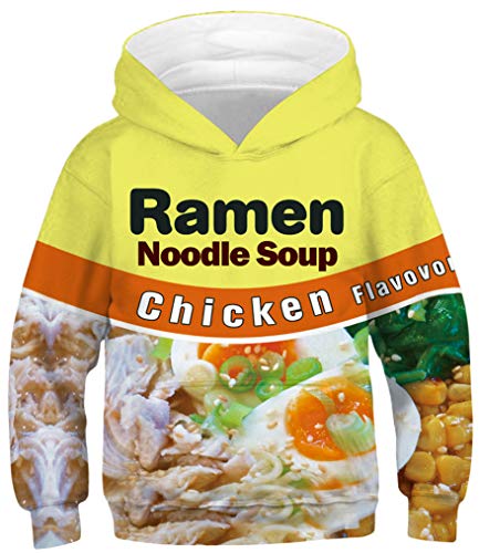Ocean Plus Jungen Kapuzenpullover Bunt Teens Hoodie Kinder Langarm Pulli mit Kapuzen Sweatshirt Unisex Pullover (XL (Körpergröße: 155-160cm), Hühnersuppe Nudeln) von Ocean Plus