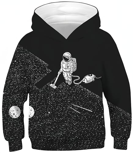 Ocean Plus Jungen Kapuzenpullover Bunt Teens Hoodie Kinder Langarm Pulli mit Kapuzen Sweatshirt Unisex Pullover (XS (Körpergröße: 115-120cm), Vakuum Astronaut) von Ocean Plus