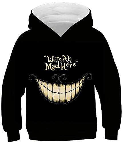 Ocean Plus Jungen Kapuzenpullover Digitaldruck Hoodie Langarmshirt Pullover Sweatshirts mit Kapuze (M (Körpergröße: 135-140cm), Schwarz und weiß) von Ocean Plus