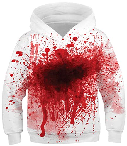 Ocean Plus Jungen Kapuzenpullover Digitaldruck Hoodie Langarmshirt Pullover Sweatshirts mit Kapuze (S (Körpergröße: 125-130cm), Blut) von Ocean Plus