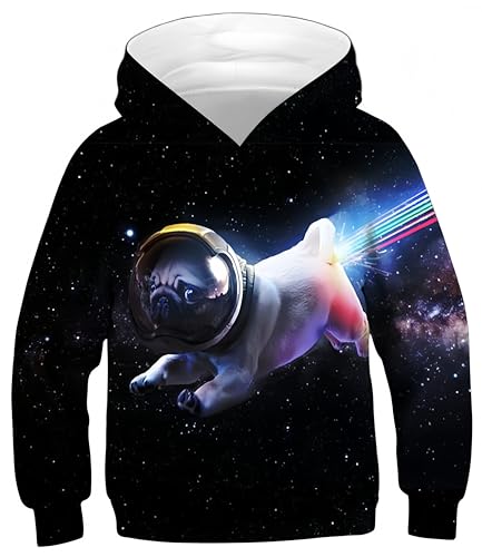 Ocean Plus Jungen Kapuzenpullover Digitaldruck Hoodie Langarmshirt Pullover Sweatshirts mit Kapuze (S (Körpergröße: 125-130cm), Regenbogen Astronaut Hund) von Ocean Plus