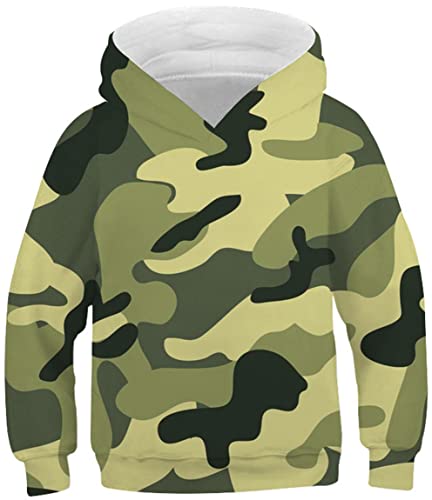 Ocean Plus Jungen Kapuzenpullover Digitaldruck Hoodie Langarmshirt Pullover Sweatshirts mit Kapuze (S (Körpergröße: 125-130cm), Tarnung) von Ocean Plus