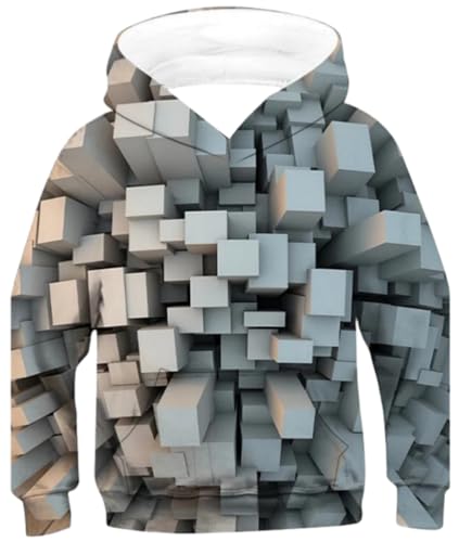 Ocean Plus Jungen Langarm Kapuzenpullover Kinder Digitaldruck Fußball Mädchen Sweatshirts mit Kapuzen (L (Körpergröße: 145-150cm), Ziegel) von Ocean Plus