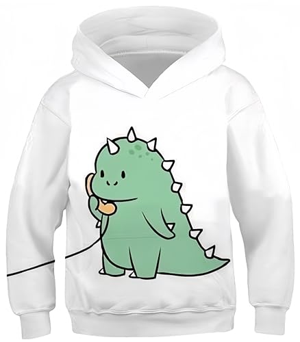 Ocean Plus Jungen Lange Ärmel Sweatshirt Tiere Digitaldruck Pulli mit Kapuzen Freizeit Sport Galaxie Kinder Kapuzenpullover (S (Körpergröße: 125-130cm), Kleiner Dinosaurier Ruft an) von Ocean Plus