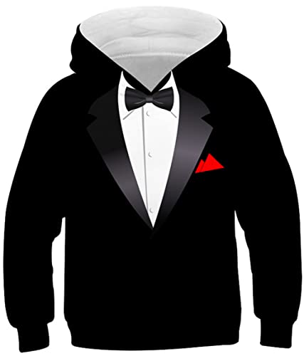 Ocean Plus Jungen Lange Ärmel Sweatshirt Tiere Digitaldruck Pulli mit Kapuzen Freizeit Sport Galaxie Kinder Kapuzenpullover (S (Körpergröße: 125-130cm), Krawattenanzug) von Ocean Plus