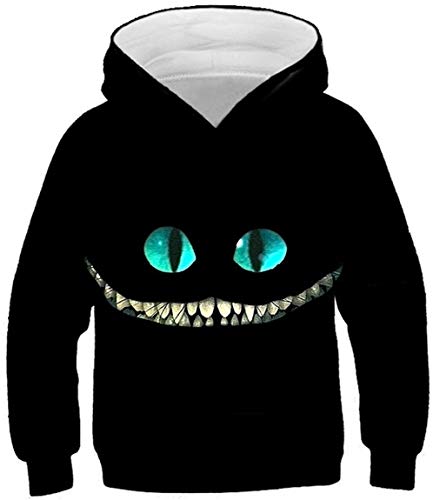 Ocean Plus Jungen Tiere Kätzchen Kapuzenpullover Universum Galaxis Hoodie Mädchen Pulli mit Kapuzen (S (Körpergröße: 125-130cm), Blaue Augen Grinsekatze) von Ocean Plus