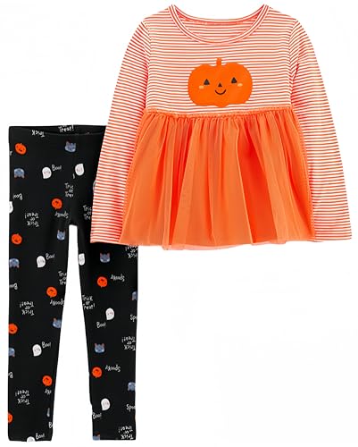 Ocean Plus Kinder Halloween Druck Hemd Kürbis Pyjama Zweiteiliges Pyjama-Set für Jungen und Mädchen Leuchtende Pyjamas Anzug Heimkleidung (130 (Geeignet für 6-7 Jahre alt), Mesh-Kürbis) von Ocean Plus