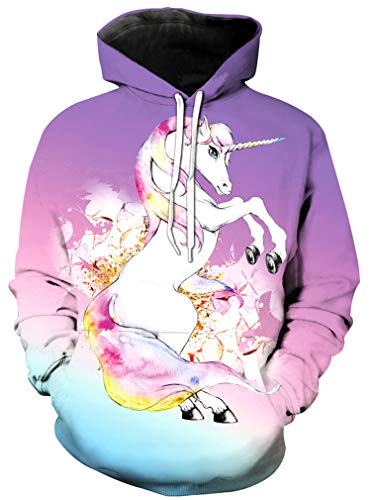 Ocean Plus Mädchen Einhorn Kapuzenpullover Hoodie Meerjungfrau Kapuzenpulli mit Aufdruck Kinder Sweatshirt Pullover (S (Körpergröße: 105-115cm), Glitzer Einhorn) von Ocean Plus