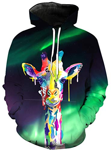 Ocean Plus Mädchen Einhorn Kapuzenpullover Hoodie Meerjungfrau Kapuzenpulli mit Aufdruck Kinder Sweatshirt Pullover (XL (Körpergröße: 135-145cm), Bunte Giraffe) von Ocean Plus