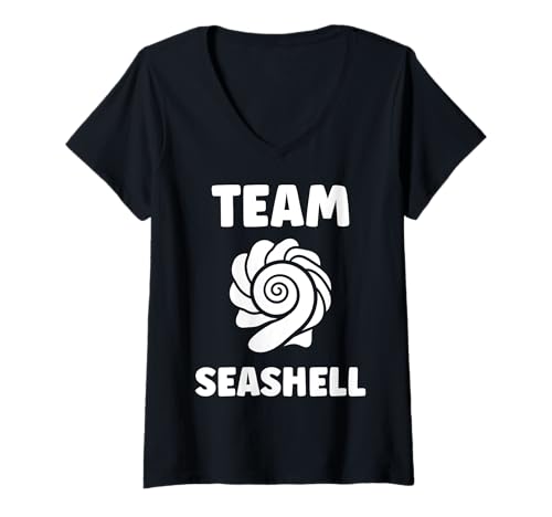 Damen Ocean Humor Minimalist Shells Simple Team Seashell T-Shirt mit V-Ausschnitt von Ocean Seashells Cute Funny Seashell
