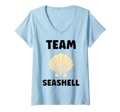Damen Ocean Humor Minimalist Shells Simple Team Seashell T-Shirt mit V-Ausschnitt von Ocean Seashells Cute Funny Seashell