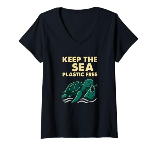 Damen Lustiges Schildkröten-Zitat Save The Sea T-Shirt mit V-Ausschnitt Damen Lustiges Schildkröten-Zitat Save The Sea T-Shirt mit V-Ausschnitt von Ocean Turtle Humor Save The Sea Quote Apparel