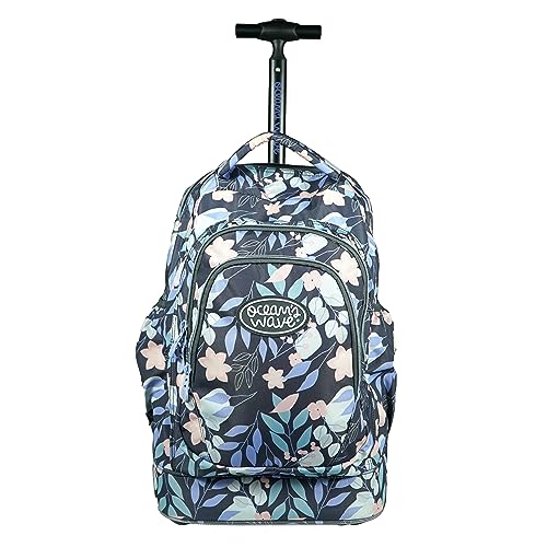 Ocean's Wave Unisex Kinder Rucksack mit Rädern und verstellbarem Griff, 5 Fächer, Mail-Design, Grau, Maße: 35 x 25 x 50 cm, 35 Liter Schulrucksack, bunt von Ocean's Wave