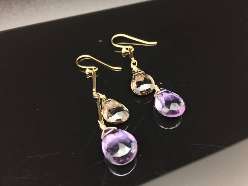 Amethyst Und Rauchquarz Ohrringe // 18K Gold Fill Herbst Trauben von OceanGemsCo