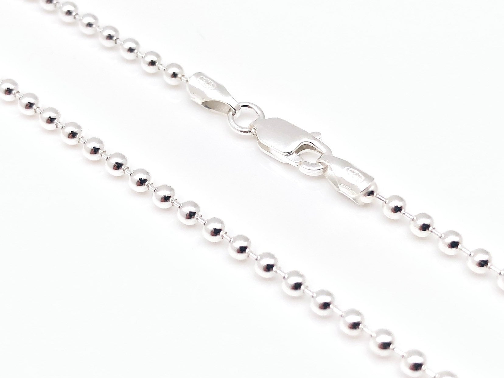 Dicke Silber Perlenkette 2, 5 Mm/Kugelkette 250 Heavy Bead Chain 925 Sterling von OceanGemsCo