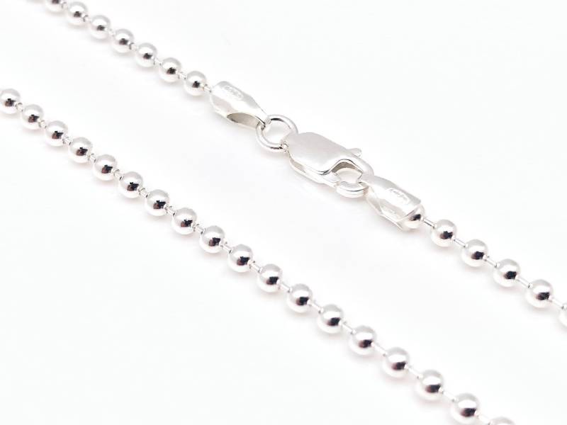 Dicke Silber Perlenkette 2, 5 Mm/Kugelkette 250 Heavy Bead Chain 925 Sterling von OceanGemsCo