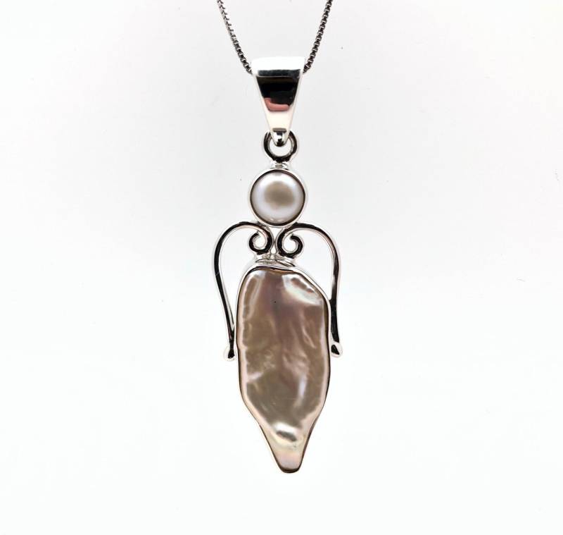 Perle Mit Süßwasserperle Silber Anhänger // Zuchtperle Perlenschmuck von OceanGemsCo