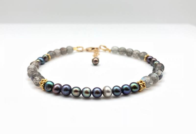 Perlen Labradorit Armband // Natur 18K Gold Fill 18 - 20 cm Zoll von OceanGemsCo