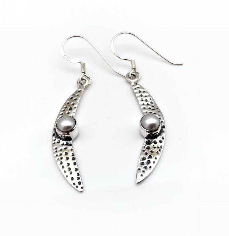 Perlen Ohrringe // Strukturierte Silberperlen Gehämmert 925 Sterling Silber von OceanGemsCo