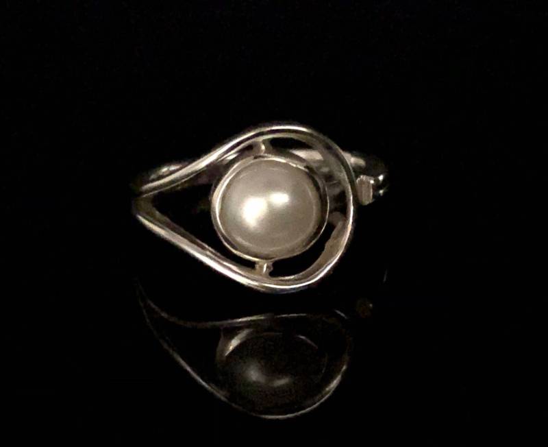 Perlenring 925 Sterling Silber // Natürliche Süßwasserperle Ring Silberring Mit von OceanGemsCo