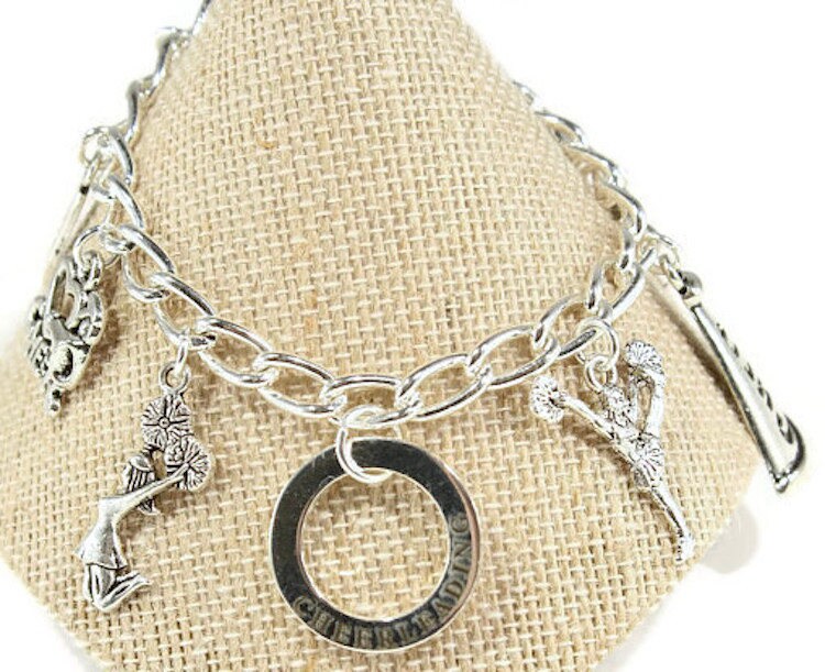 Cheerleader Armband - High School Geschenk Love To Cheer Mom Pompom von OceanPalmsJewelry