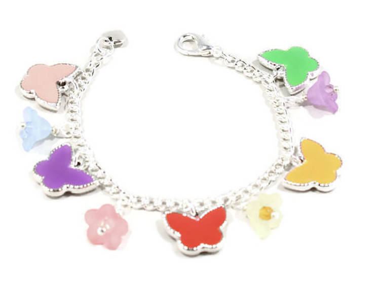 Mädchen Schmetterling Armband - Blumen Bunt Schmuck Geschenk von OceanPalmsJewelry
