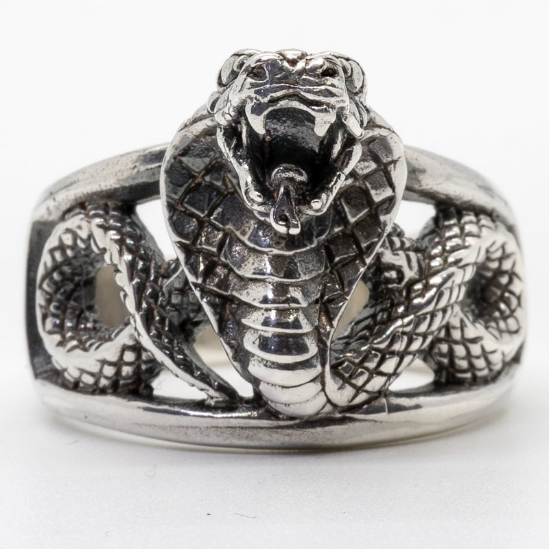 Cobra Ring .925 Sterling Silber, Schlangen Ring, Reptil Silber Tier Biker Rocker Gothic Pagan Punk Wikinger Schmuck von OceaniaLegendsDesign