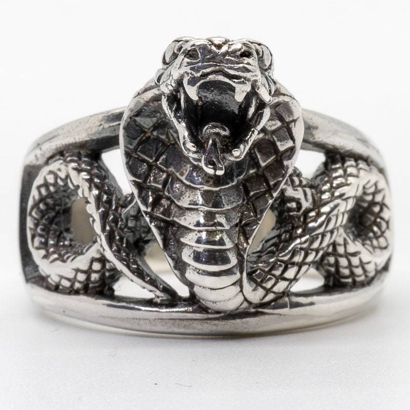 Cobra Ring .925 Sterling Silber, Schlangen Ring, Reptil Silber Tier Biker Rocker Gothic Pagan Punk Wikinger Schmuck von OceaniaLegendsDesign