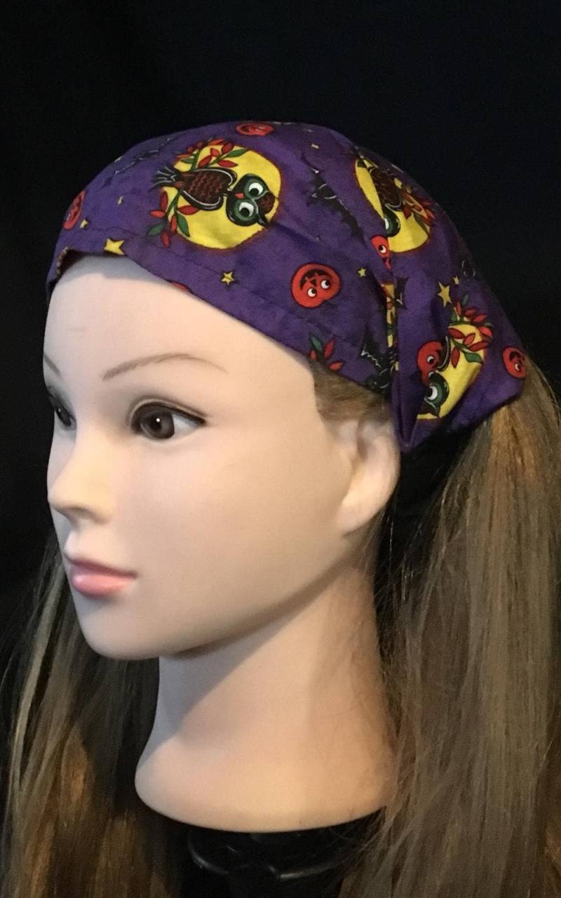 Halloween Eule Dünn Oder Breit Kopf Bandana Haargummi Damen Mädchen Mode 100% Baumwolle Stoff von OceaniaLegendsDesign
