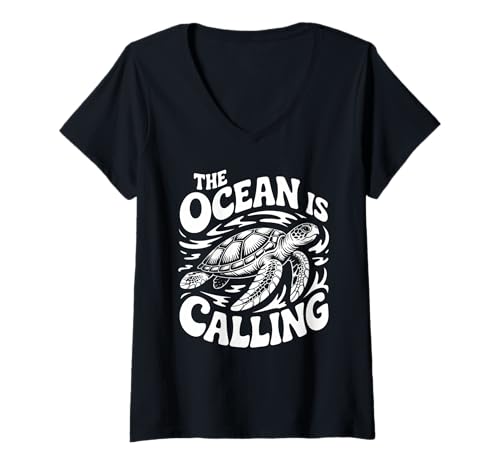 Damen Meeresschildkröten-Design für Meeresliebhaber T-Shirt mit V-Ausschnitt Damen Meeresschildkröten-Design für Meeresliebhaber T-Shirt mit V-Ausschnitt von Oceanic Wonders Merchandise for Nature Enthusiasts