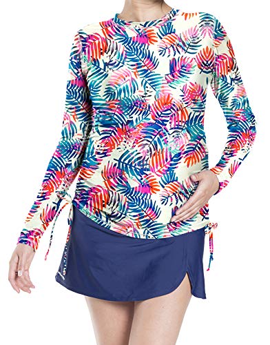 Oceanlily Umstands-Badeshirt mit UV-Schutz 50, langärmelig, für Damen, gerüschter Rashguard, Lf Multi, XX-Large von Oceanlily