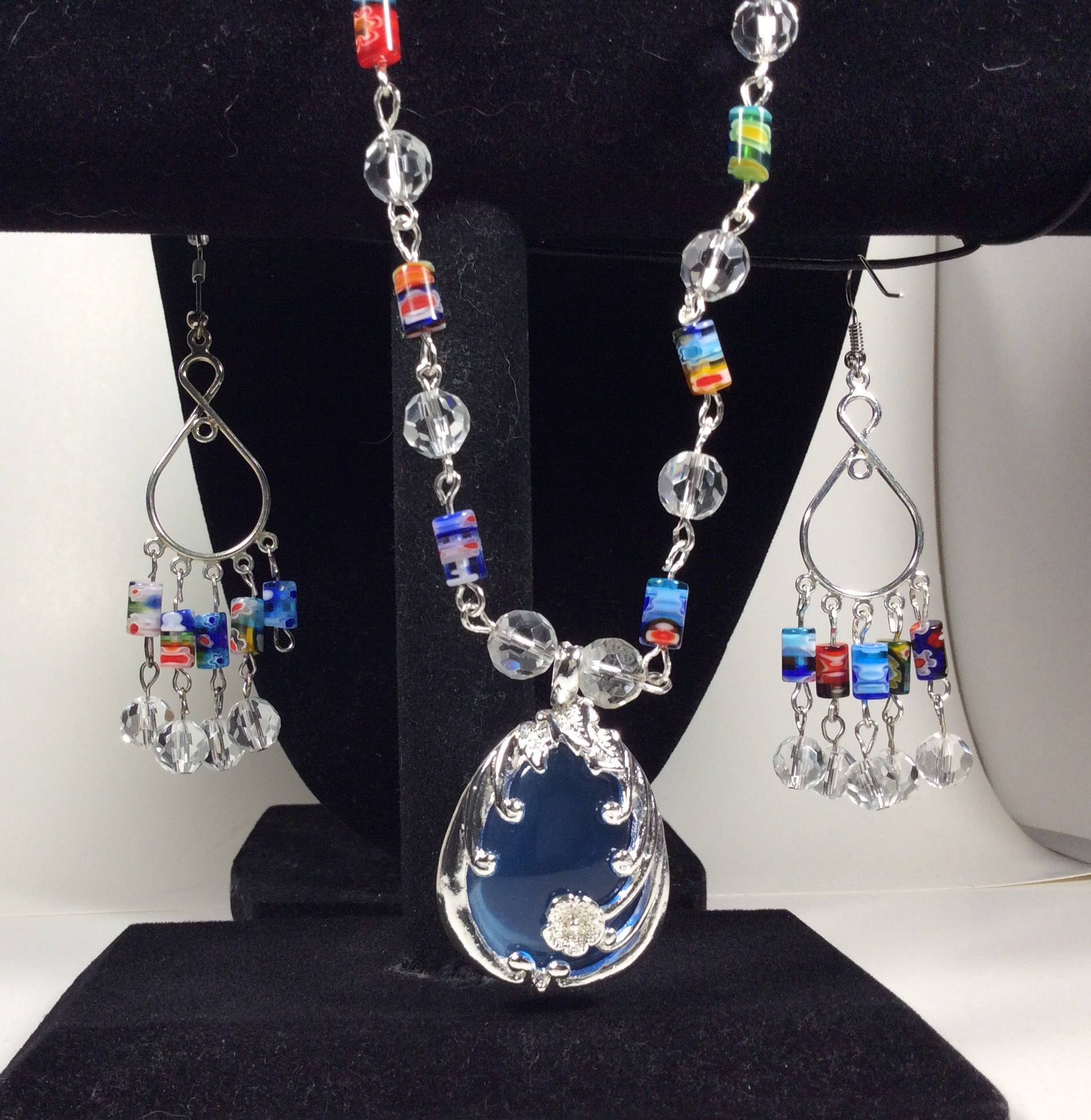 Blau Und Silber Anhänger Halskette Blau Und Silber Anhänger Halskette von OceansAllureTreasure