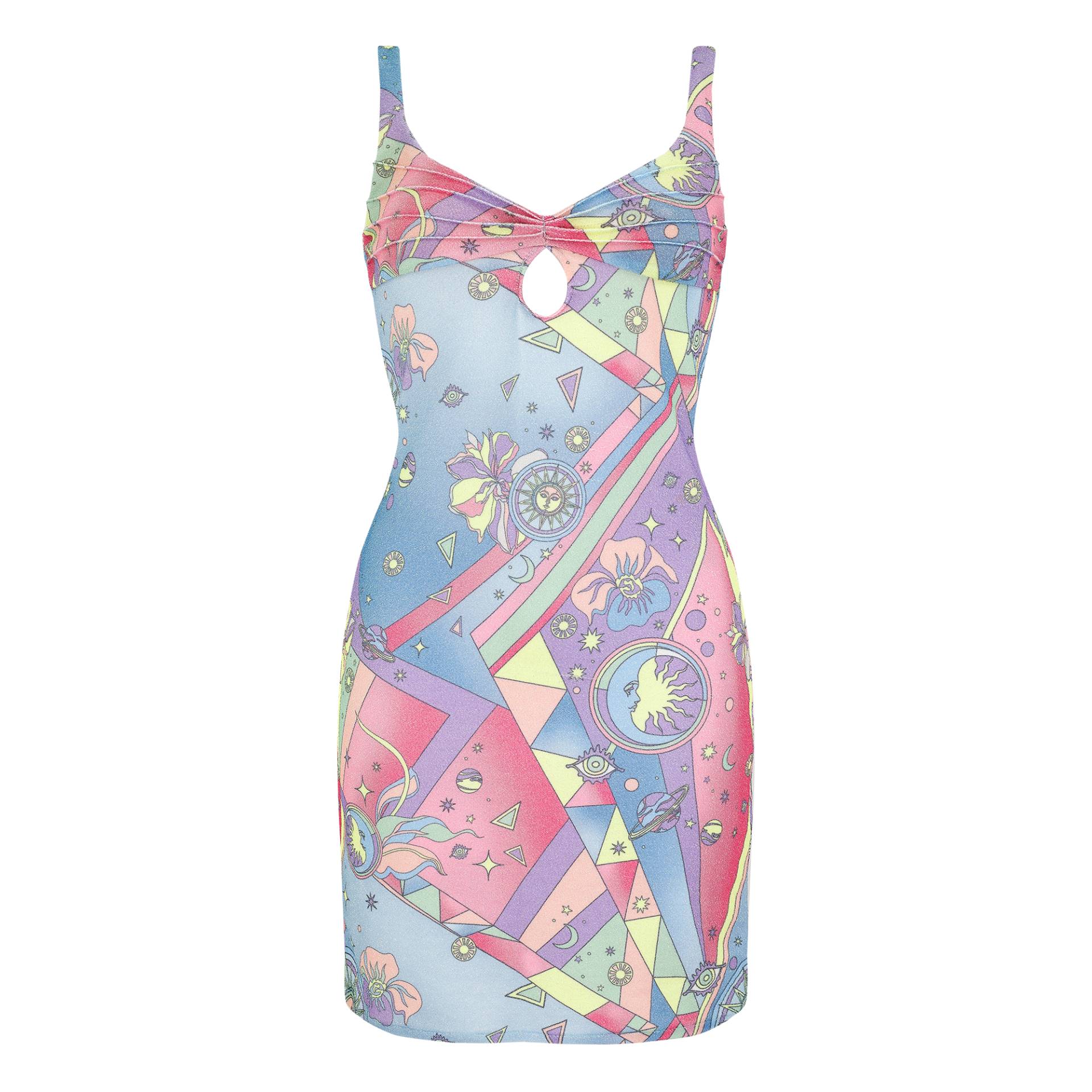 Aliona Embellished Luxury Multi-Coloured Party Dress von Oceanus Swimwear