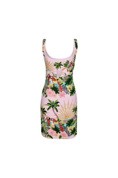 Aylin Tropical Print Pink Party Beach Dress von Oceanus Swimwear