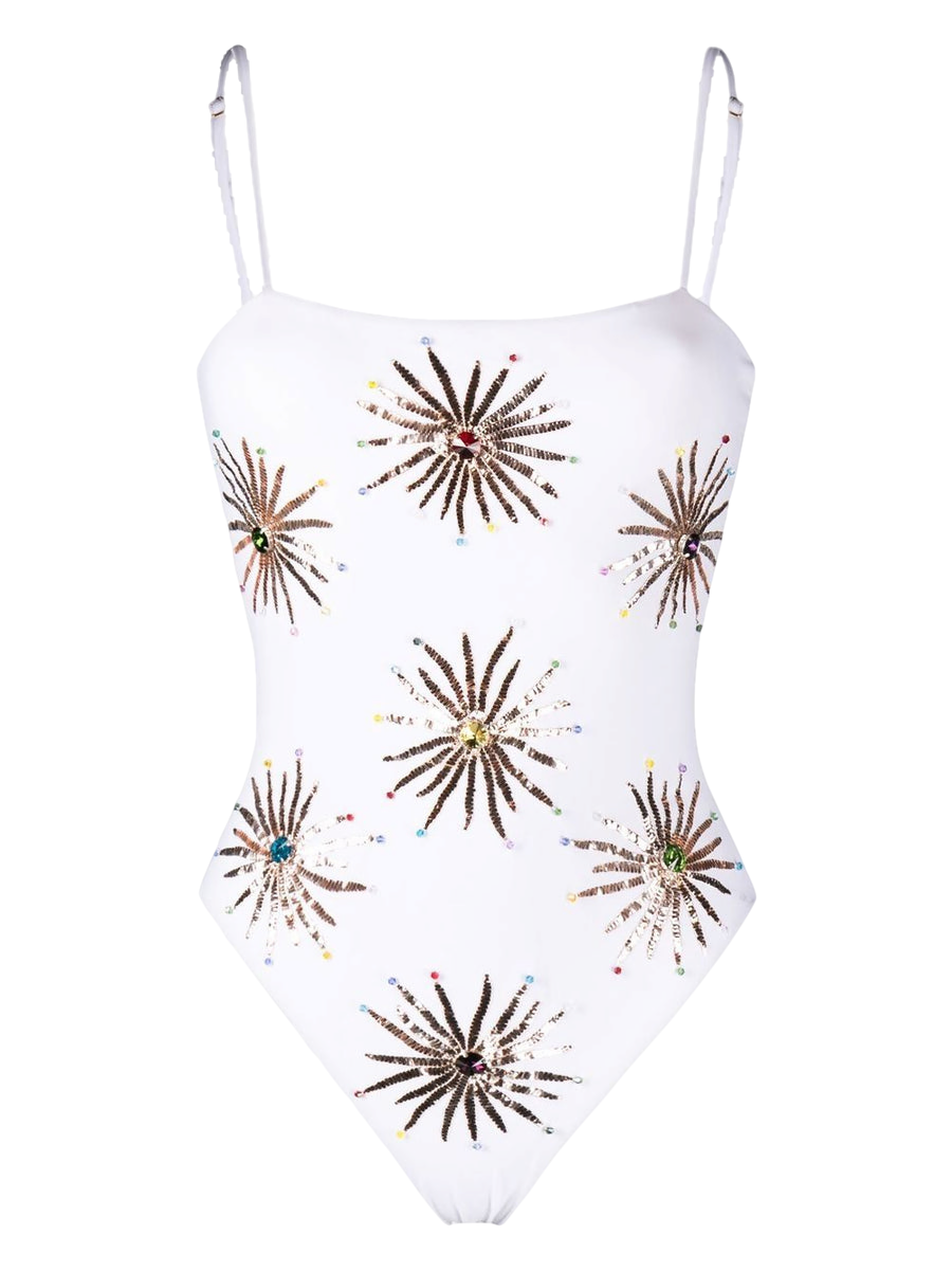 Dolly Two Strap Retro White Swimsuit von Oceanus Swimwear