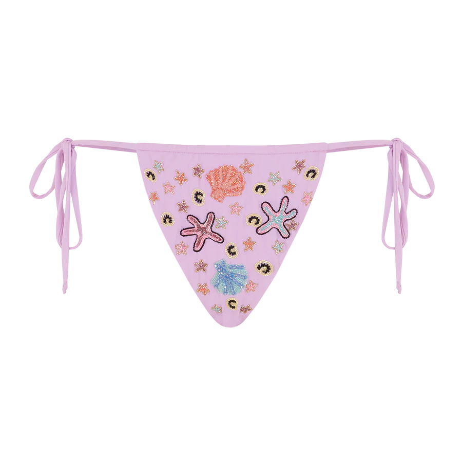 Fia Tropical Hand Embroidered Bikini Bottoms Lilac von Oceanus Swimwear