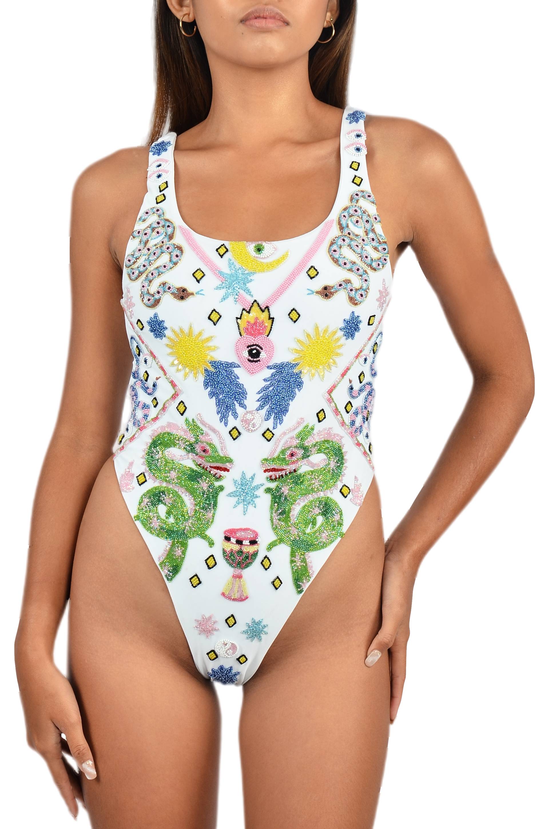 Jamila Luxe Scoop Back White Swimsuit von Oceanus Swimwear