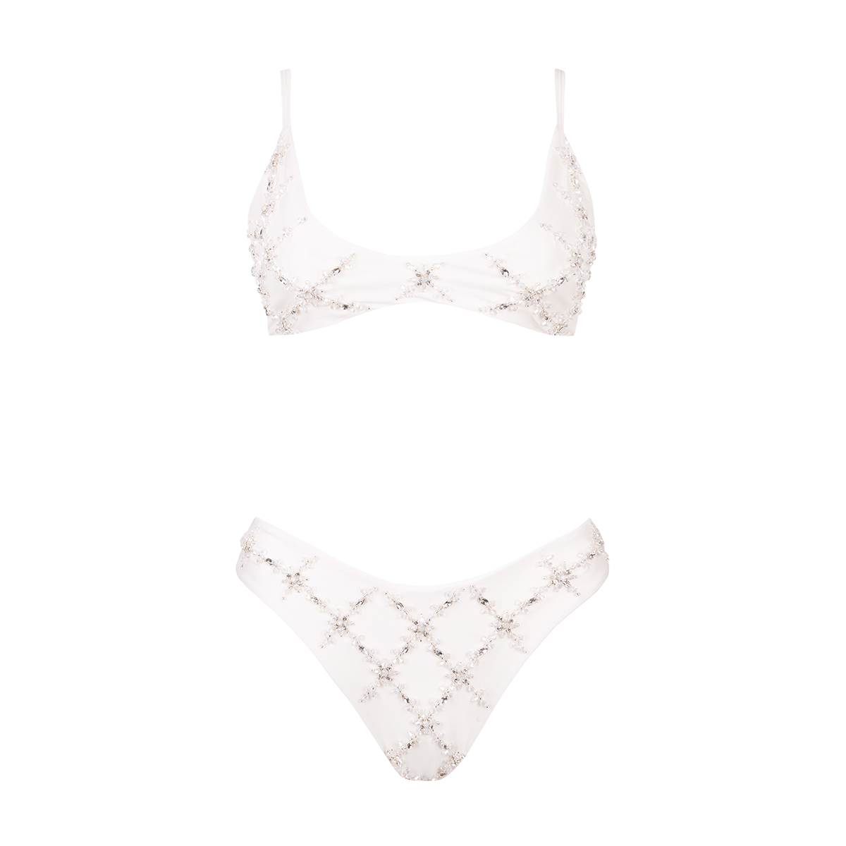 Mary una Hand Embroidered Premium Bikini White von Oceanus Swimwear