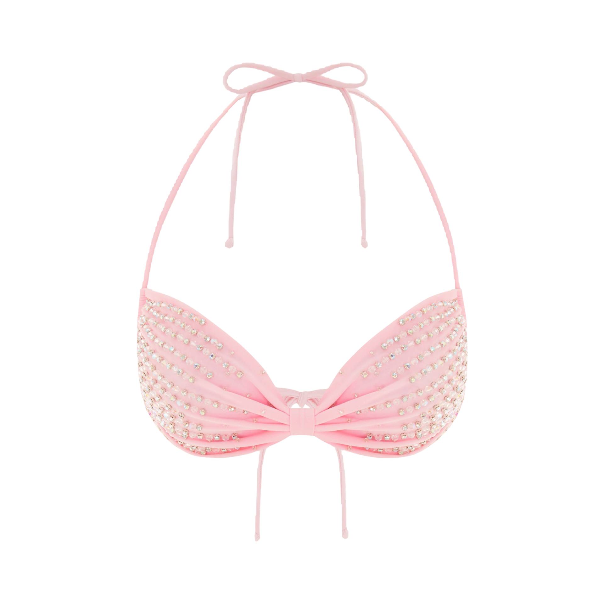 Ophelia Hand Embroidered Summer Bikini Top Pink von Oceanus Swimwear