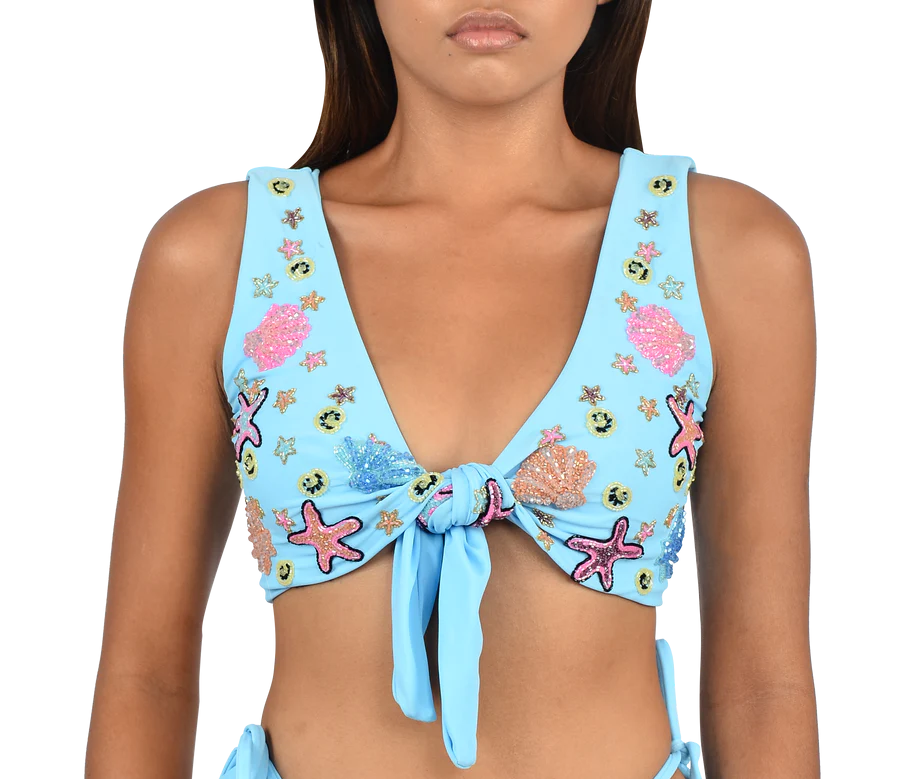 Orla Tie In The Middle Bikini Set Blue von Oceanus Swimwear