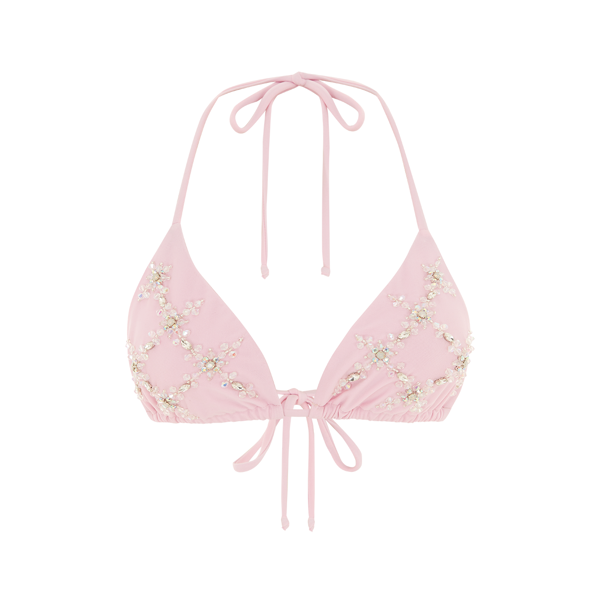 Rose Luxe Self-Tie Pink Bikini Top von Oceanus Swimwear
