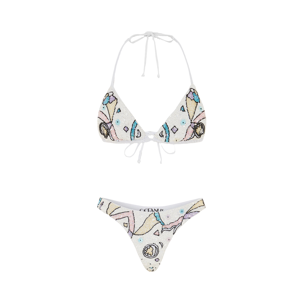 Simmi Elegant Sequin White Bikini von Oceanus Swimwear