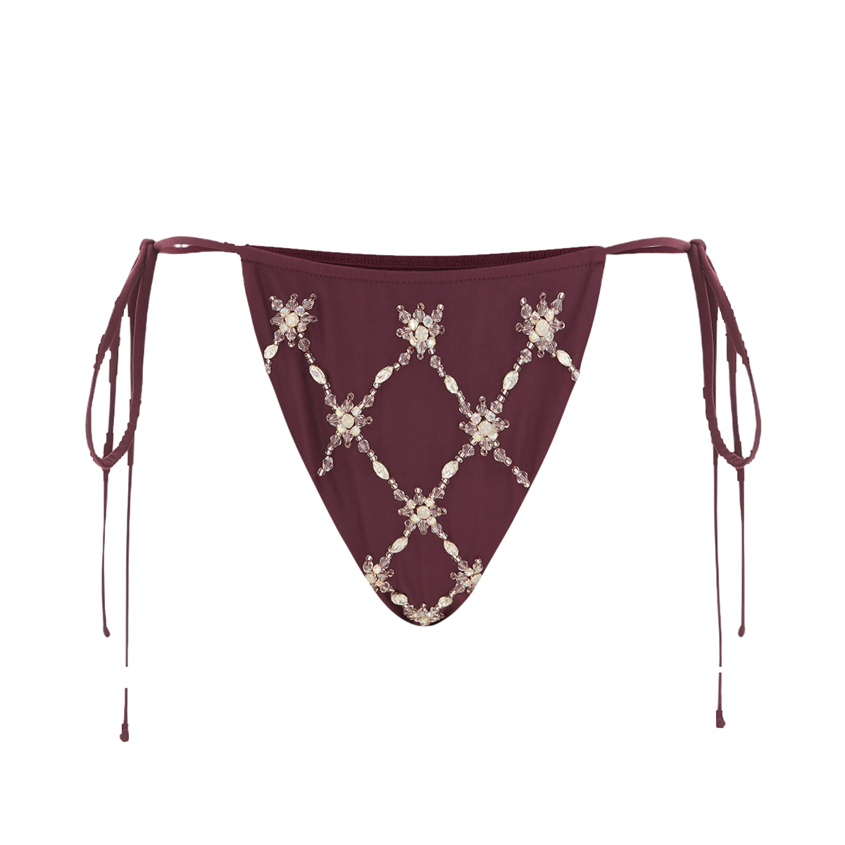 Violet Hand Embroidered Plum Bikini Bottoms von Oceanus Swimwear