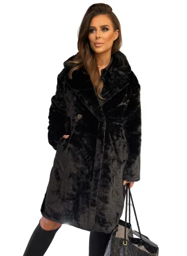 Och Bella Damenmantel Teddy Jacke Warme Winterjacke Plüschjacke Langarm Wintermantel Coat Teddy Mantel, zwei Knöpfen Taschen Einheitsgröße 3 Farben von Och Bella